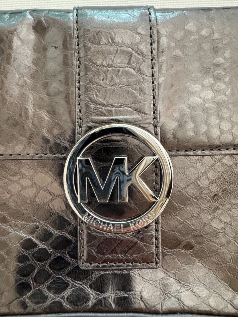 Michael Kors Metallic Python Embossed Shoulder Bag - Picture 2 of 12